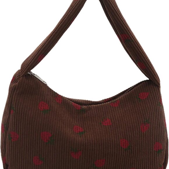 Cute Strawberry Wallet Clutch - Lightweight Corduroy Crossbody for Daily Use - Picture 1 of 7